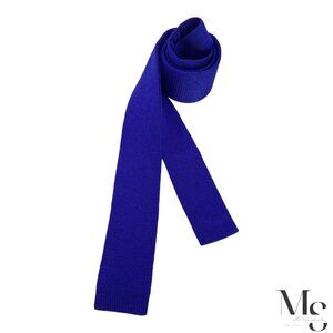 ABRAMS Solid Blue Silk Knit Tie W: 1.75" EX COND